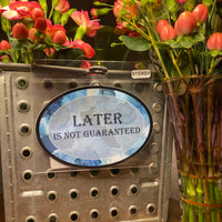 Later is Not Guaranteed. Oval Sticker