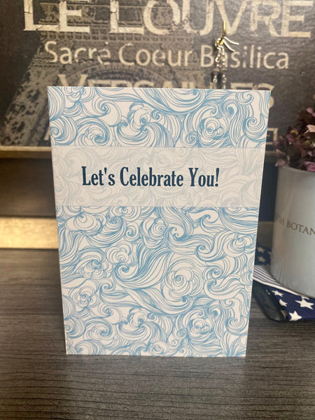 celebration card blue white waves 