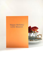 happy birthday little monster orange birthday card