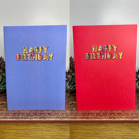 metallic lettering look on blue or red background happy birthday cards reeplusdot