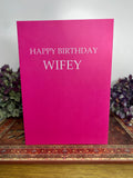 happy birthday wifey pink card