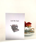 just my type love card vintage manual typewriter