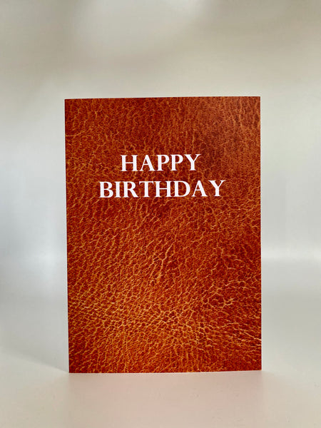 Orange Leather Happy Birthday Card