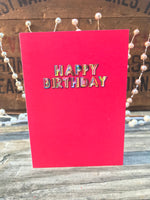Happy Birthday Multicolored Letters on Warm Corral Birthday Card - Ree+Dot
